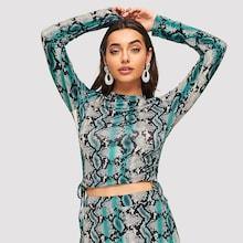 Shein Drawstring Side Snake Print Tee