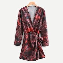 Shein Knot Side Snakeskin Print Dress