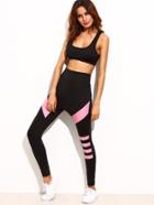 Shein Black Crop Tank Top With Color Block Pants