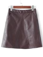 Shein Brown Pockets A Line Pu Skirt