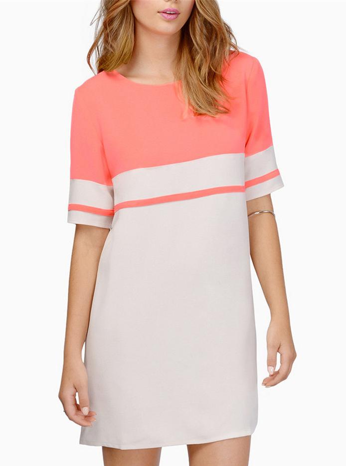 Shein Color-block With Zipper Shift Dress