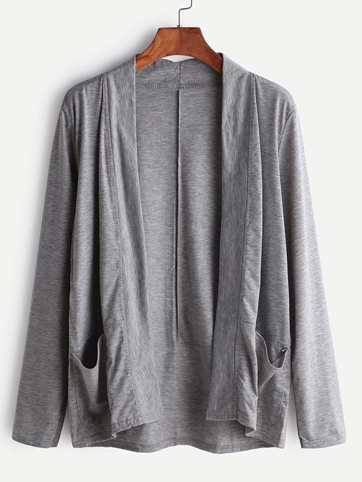 Shein Heather Grey Dual Pocket Coat