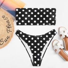 Shein Plus Polka Dot Bandeau Bikini Set