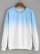 Shein Blue Ombre Pullover Sweatshirt