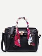 Shein Black Pu Satchel Bag With Adjustable Strap