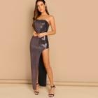 Shein Split Side Sequin Tube Dress