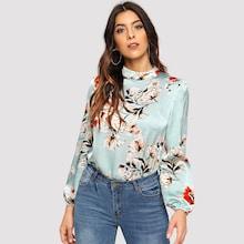 Shein Floral Print Mock-neck Top