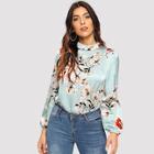 Shein Floral Print Mock-neck Top