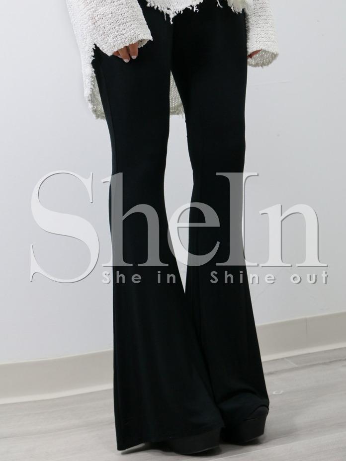 Shein Black Elastic Waist Flare Pants