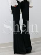Shein Black Elastic Waist Flare Pants