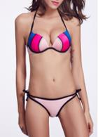 Rosewe Two Piece Patchwork Bowtie Embellished Bikini