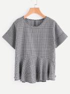 Shein Frill Hem Gingham Check Top