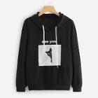 Shein Letter And Cat Print Sweatshirt