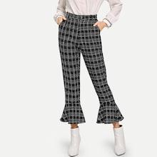Shein Ruffle Hem Tweed Pants