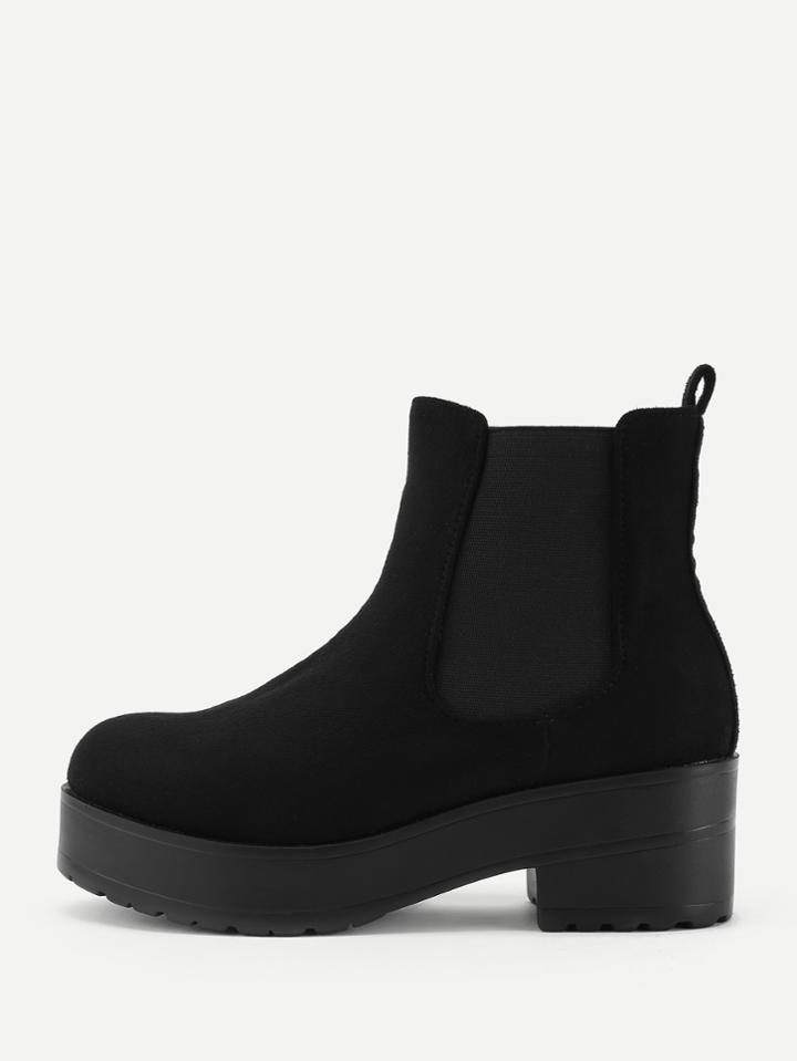 Shein Round Toe Wedge Boots