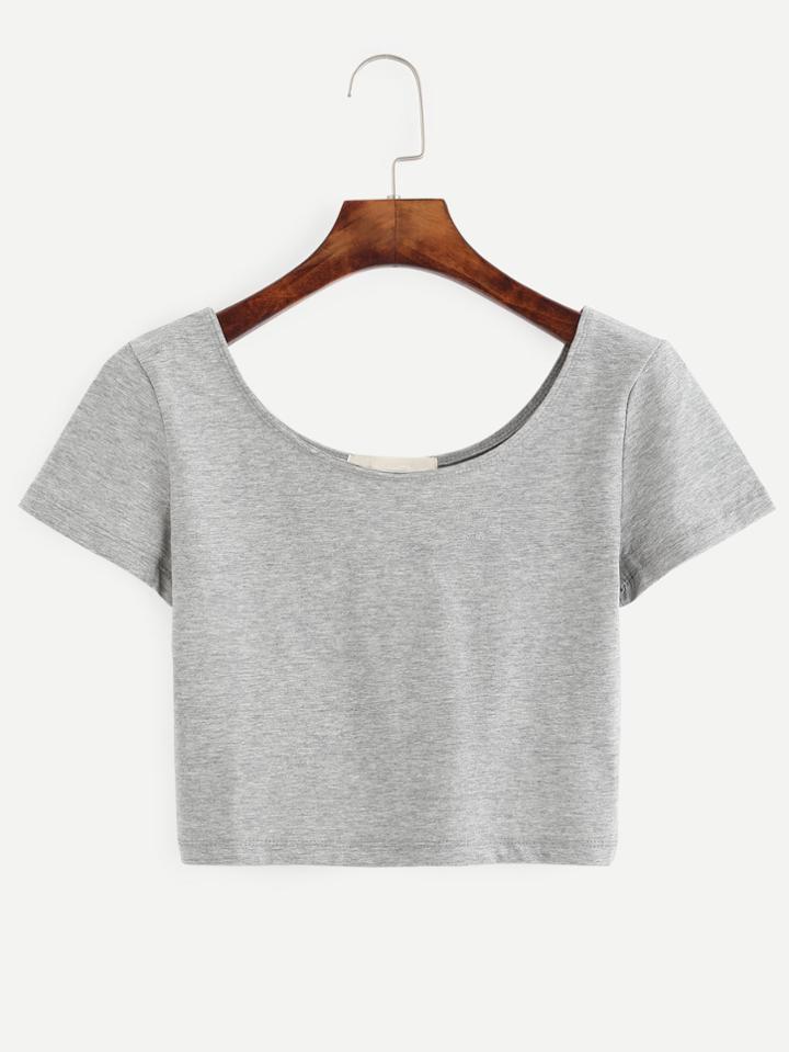 Shein Heather Grey Crop T-shirt
