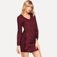 Shein Ruffle Trim V Neck Dress