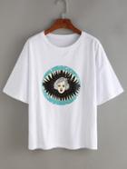 Shein Cartoon Portrait Print T-shirt