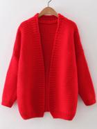 Shein Red Open Front Drop Shoulder Cardigan