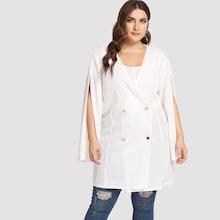 Shein Plus Split Sleeve Double Breasted Coat