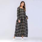 Shein Check Plaid Hidden Pocket Longline Dress