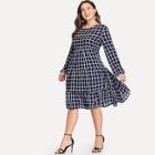 Shein Plus Ruffle Hem Plaid Dress