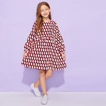 Shein Toddler Girls Geo Pattern Babydoll Dress