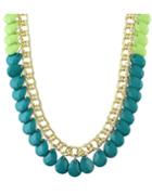 Shein Green Bib Style Large Beads Chain Necklace