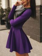 Shein Purple Long Sleeve Slim Flare Dress