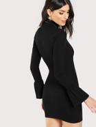 Shein High Neck Bell Cuff Stretch Knit Dress