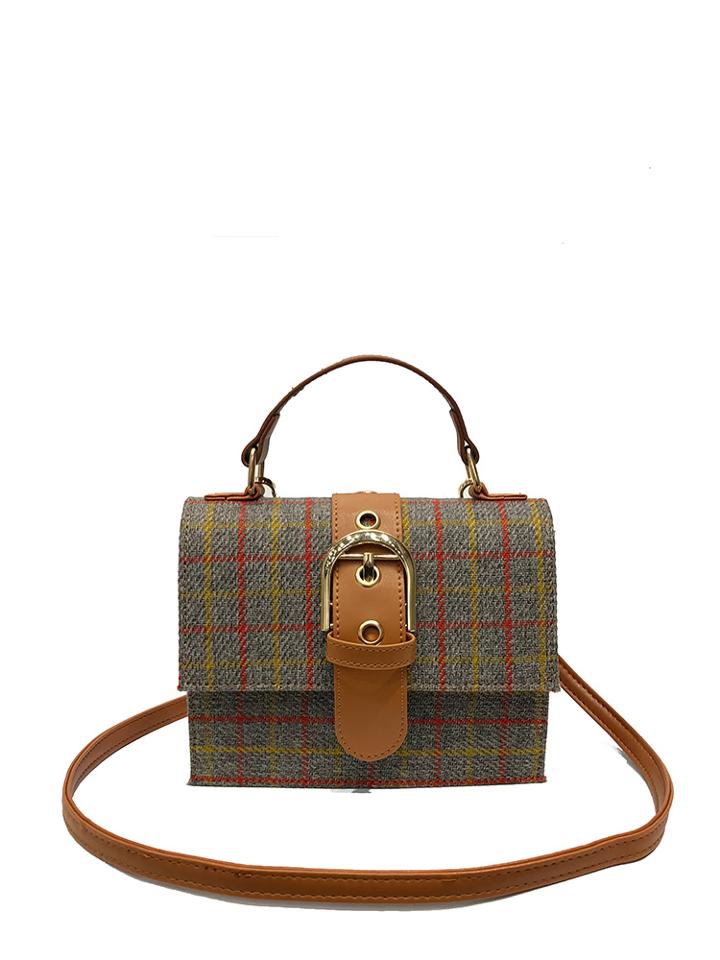 Shein Buckle Detail Plaid Satchel Bag