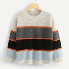Shein Color Block Stripe Insert Sweater