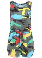 Shein Multicolor Sleeveless Camouflage Drawstring Jumpsuit
