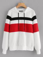 Shein Raglan Sleeve Cut And Sew Metal Drawstring Hoodie
