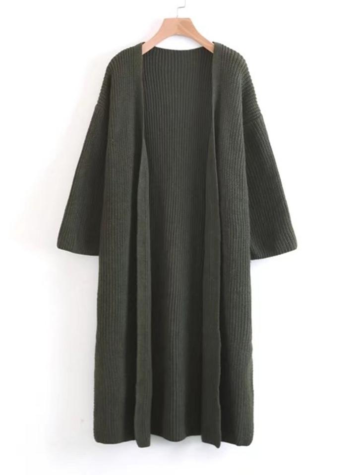 Shein Side Slit Ribbed Knit Longline Sweater Coat