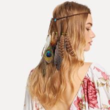Shein Feather Charm Woven Hair Accessories