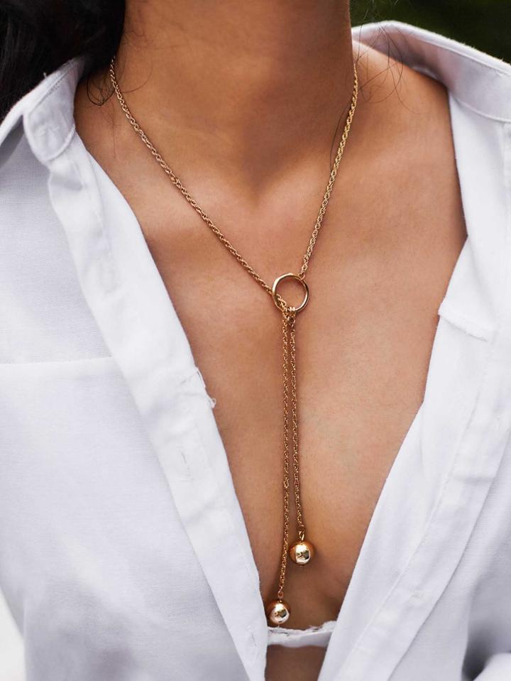 Shein Open Circle Lariat Necklace