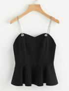 Shein Metal T-bar Chain Strap Peplum Bustier Top
