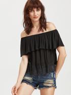 Shein Off Shoulder Lace Hem Layered Top