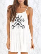 Shein White Spaghetti Strap Tribal Dress