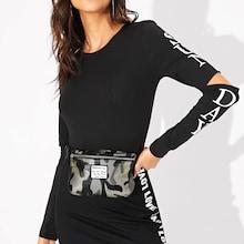 Shein Camouflage Pattern Patch Decor Bum Bag