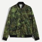 Shein Men Zip Up Pocket Camo Mock-neck Jacket