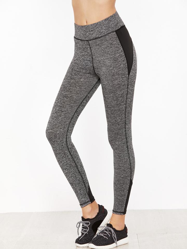 Shein Dark Grey Contrast Trim Leggings