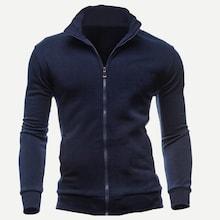 Shein Men Solid Zip Up Sweatshirt