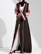 Shein Color Block Cut And Sew Tie Waist Abaya