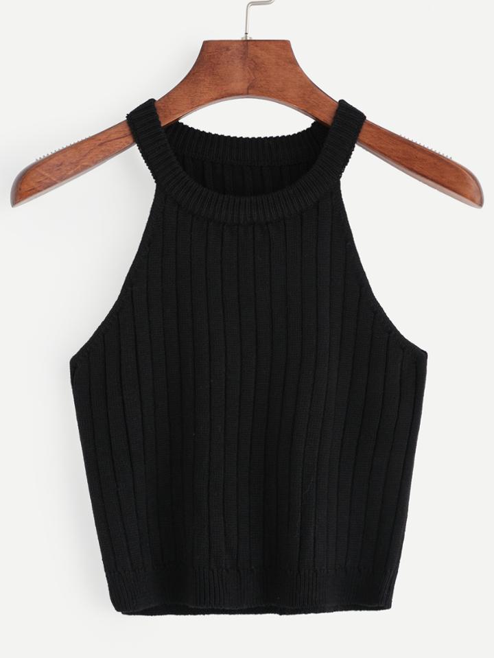 Shein Black Knitted Tank Top