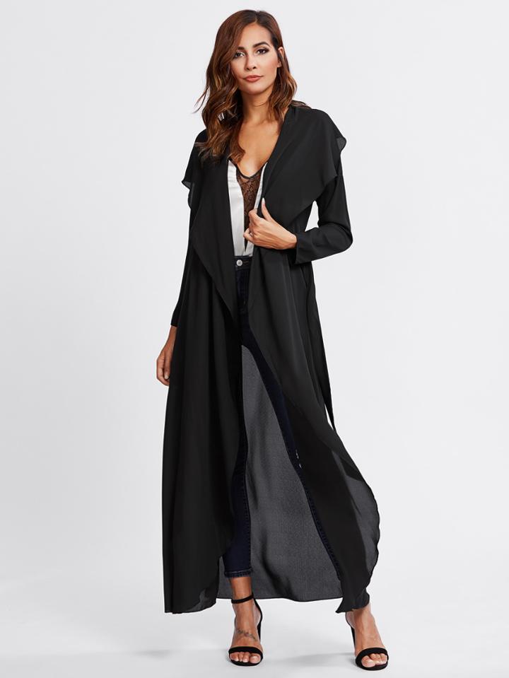 Shein Shawl Collar Dolman Sleeve Belted Abaya