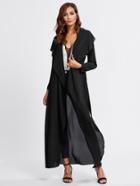 Shein Shawl Collar Dolman Sleeve Belted Abaya