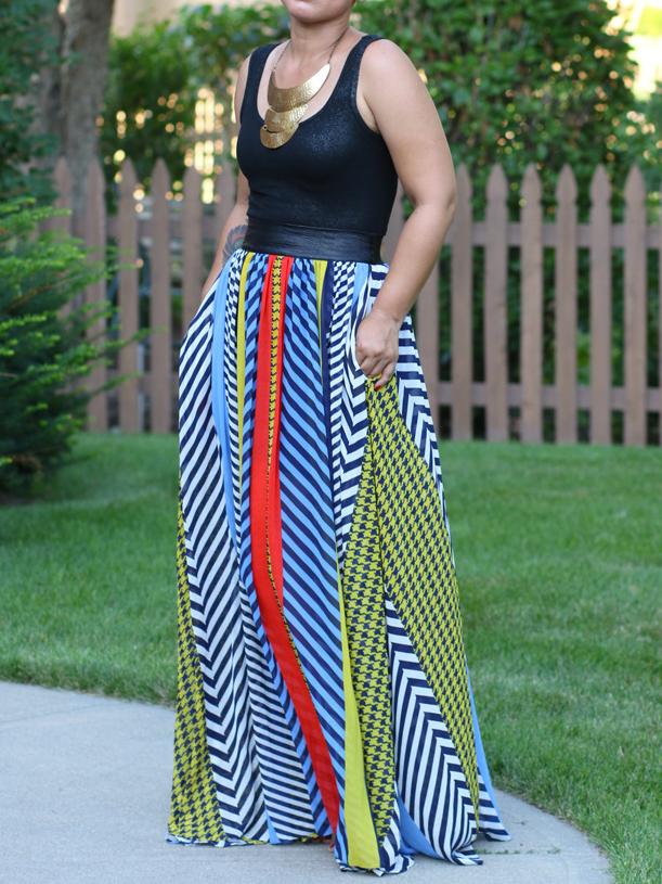 Shein Scoop Neck Striped Maxi Dress
