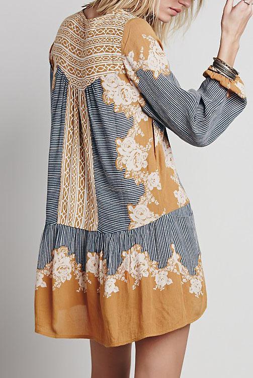 Shein V Neck Tribal Print Tradition Shift Dress